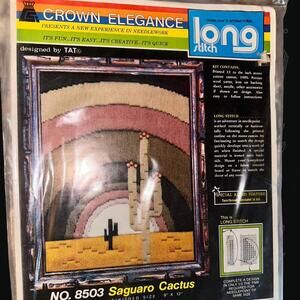 Vintage Crown Elegance Saguaro Cactus Long Stitch Needlework Kit No. 8503